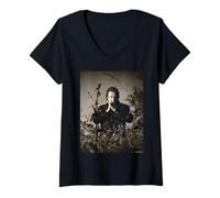 Womens American Music Legend Johnny Cash by Michael Grecco V-Neck T-Shirt