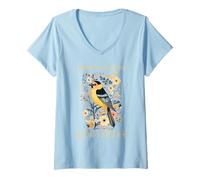 Women's American New Jersey State Bird Art V-Neck T-Shirt