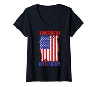 Women's American Orthodox Christianity Eastern Orthodox US Flag V-Neck T-Shirt