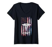 Women's American Pharmacy Technician RX CPhT V-Neck T-Shirt