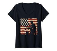 Womens American Plumber USA Flag V-Neck T-Shirt