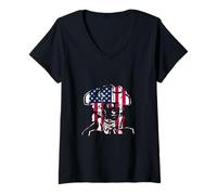 Womens American President Distressed Art Portrait V-Neck T-Shirt