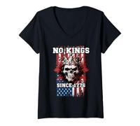 Women's American Protest Sign Resistance No Kings V-Neck T-Shirt