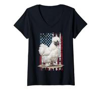 Women's American Silkie Chicken US Silkie Chicken V-Neck T-Shirt