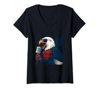 Womens American Singing Eagle Voice of Freedom V-Neck T-Shirt