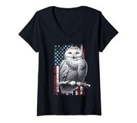 Womens American Snowy Owl US Snowy Owl V-Neck T-Shirt