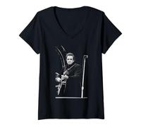Womens American Songwriting Legend Johnny Cash Live Andy Willsher V-Neck T-Shirt