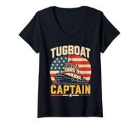 Women's American Tugboat Captain Boat Operator V-Neck T-Shirt