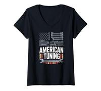Women's American Tuning Car Tuning Mechanic Tools V-Neck T-Shirt