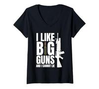 Womens American US Flag Assault Sniper Rifle Machine Gun Firearms V-Neck T-Shirt
