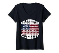 Womens American US Flag Assault Sniper Rifle Machine Gun Firearms V-Neck T-Shirt