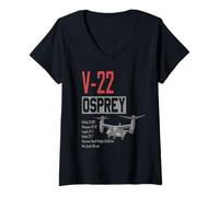 Womens American V/STOL Military Aircraft V22 Osprey V-Neck T-Shirt