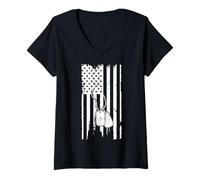 Women's American Veteran - Vintage Military Service Pride Patriotic V-Neck T-Shirt
