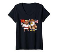 Women's American Vietnamese Roots USA Vietnam Flag V-Neck T-Shirt