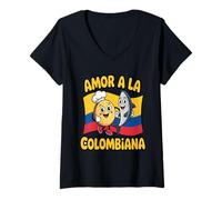 Womens Amor A La Colombiana Arepa Fish Humor Cultura V-Neck T-Shirt