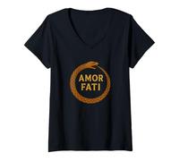 Womens Amor Fati Ouroboros Stoic Philosophy V-Neck T-Shirt