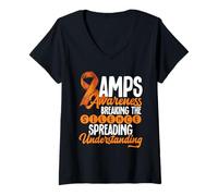 Womens AMPS Awareness Breaking The Silence Spreading Understanding V-Neck T-Shirt