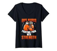 Womens AMPS Warrior Fighting Pain with Strength Boxing V-Neck T-Shirt