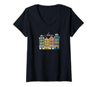 Womens Amsterdam Famous Sights/Amsterdam V-Neck T-Shirt