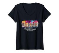 Womens Amsterdam Painting Souvenir / Amsterdam V-Neck T-Shirt