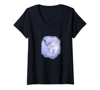 Womens Amy Brown Art, Moon Blue, Faery Fairy V-Neck T-Shirt