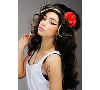 Womens Amy Rehab Style Beehive Wig with Flower