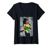 Womens Amy Winehouse Live Glastonbury 2007 V-Neck T-Shirt