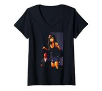 Womens Amy Winehouse Performs at Glastonbury 2008 Andy Willsher V-Neck T-Shirt