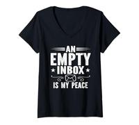 Women's an Empty Inbox is My Peace Email Humor Quote V-Neck T-Shirt
