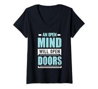 Women's an Open Mind Will Open Doors | Motivational Mindset V-Neck T-Shirt