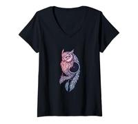Womens An Owl Dreamcatcher Native American Heritage Indian Tribal V-Neck T-Shirt