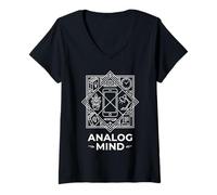 Women's Analog Mind Digital Detox Unplugged Offline Graphic V-Neck T-Shirt