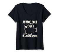 Women's Analog Soul in A Digital World V-Neck T-Shirt