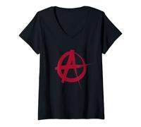 Womens Anarchy T-Shirt Anarchy Graffiti Punk Sign V-Neck T-Shirt