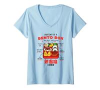 Womens Anatomy of a Bento Box Cute Kawaii Food Japanese Style V-Neck T-Shirt