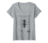 Womens Anatomy of The Western Honeybee | Insect Biology Diagram V-Neck T-Shirt