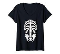 Women's Anatomy Skeleton Bone Halloween Costume V-Neck T-Shirt