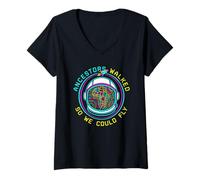 Women's Ancestors Walked So We Could Fly Afrofuturism Space Science V-Neck T-Shirt
