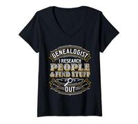 Womens Ancestry Genealogist Family Tree I Research Genealogist V-Neck T-Shirt