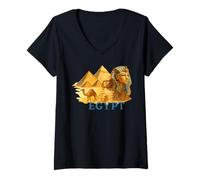 Womens Ancient Egyptian Symbols Pyramid Pharaoh Sphinx Travel V-Neck T-Shirt