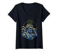 Women's Ancient God Poseidon Shades Greek Mythology Deity V-Neck T-Shirt