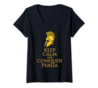 Women's Ancient Greek History - Keep Calm and Conquer Persia V-Neck T-Shirt