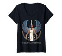 Womens Ancient Ma'at Goddess Egyptian Mythology Fans Design V-Neck T-Shirt