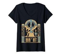 Women's Ancient Ma'at Goddess Egyptian Mythology Fans Design V-Neck T-Shirt
