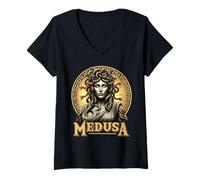 Womens Ancient Medusa Gorgon Snake Hair Greek Mythology V-Neck T-Shirt