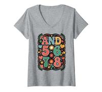 Womens and 5 6 7 8 Dance Counting Design V-Neck T-Shirt