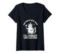 Women's and for My Next Trick I'll Forget What I was Doing Cat Lover V-Neck T-Shirt