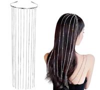 Women'S And Girls’ Headhoop Decorative Silver, Diamond Bands Hair Shining Rhinestone Sturdy Metal Sparkling Band With Embellishment Headband Tassels Bling, Colorful