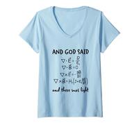Womens and God Said and There was Light Maxwell Equations Physics V-Neck T-Shirt