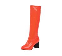 Women's and Handsome PU Chunky Toe Comfortable Non Abrasive Boots Boots for Large Calves Women (Orange, 4.5)